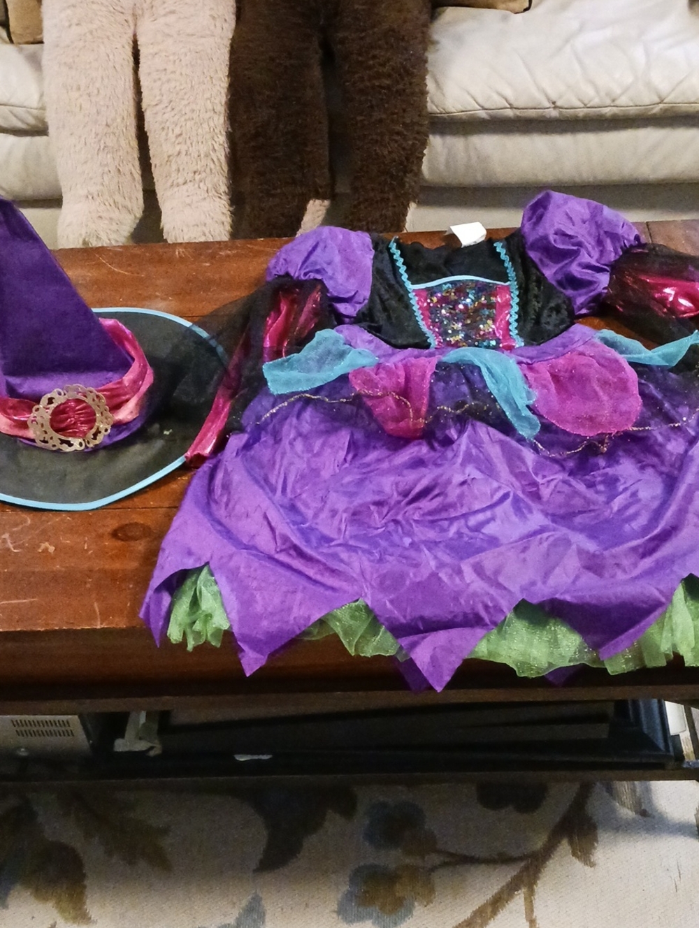 Purple Witch Costume Dress with Hat - Kids Halloween Outfit